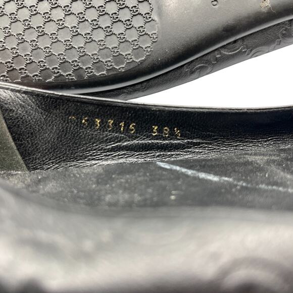 Gucci Guccissima Web Striped Leather Ballet Flats Shoes Black Size 38.5 US 8.5 - Picture 10 of 11